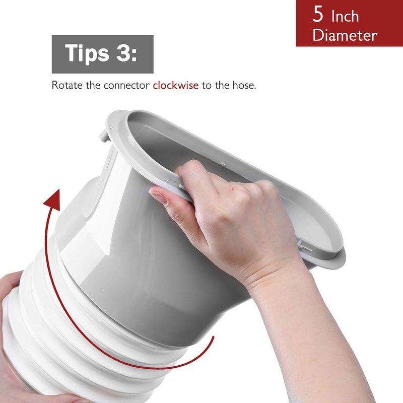 TURBRO Polypropylene Portable Air Conditioner Universal Exhaust Hose - 5 Inch Diameter, 78 Inch Length, Clockwise Thread, White - Image 5